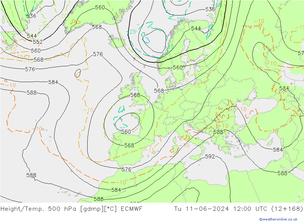 Z500/Rain (+SLP)/Z850 ECMWF  11.06.2024 12 UTC