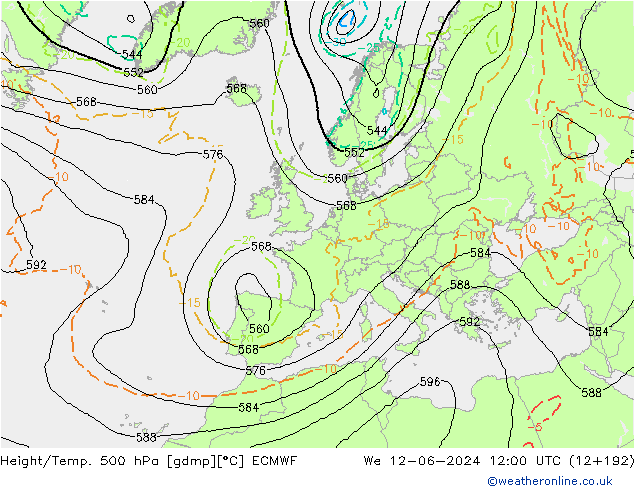 Z500/Rain (+SLP)/Z850 ECMWF mié 12.06.2024 12 UTC