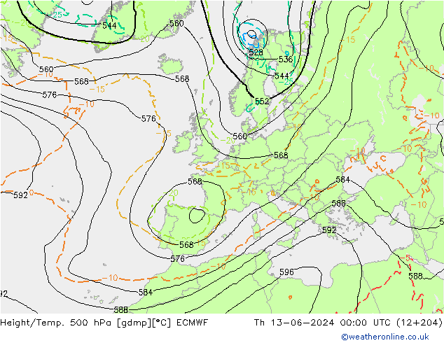 Z500/Yağmur (+YB)/Z850 ECMWF Per 13.06.2024 00 UTC