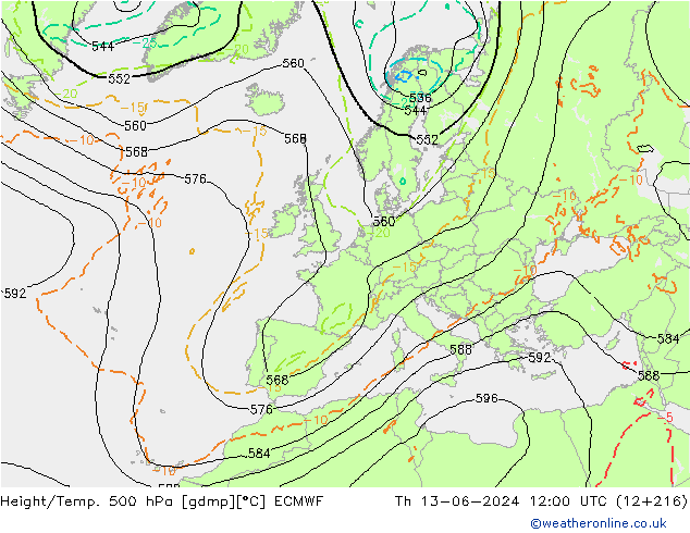 Z500/Yağmur (+YB)/Z850 ECMWF Per 13.06.2024 12 UTC