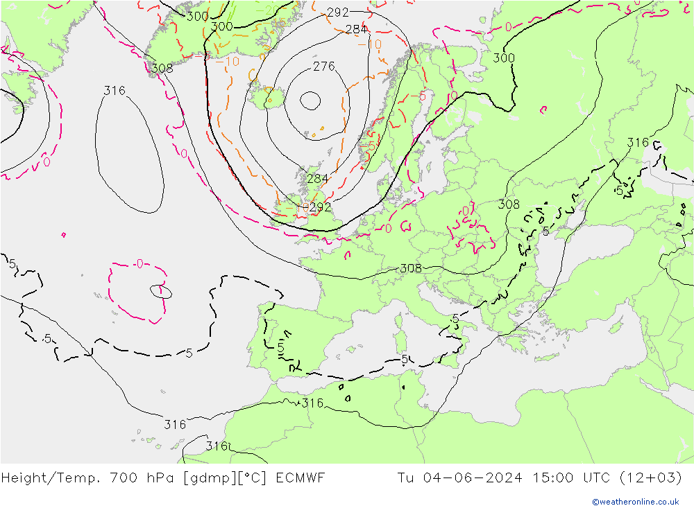 Height/Temp. 700 hPa ECMWF  04.06.2024 15 UTC