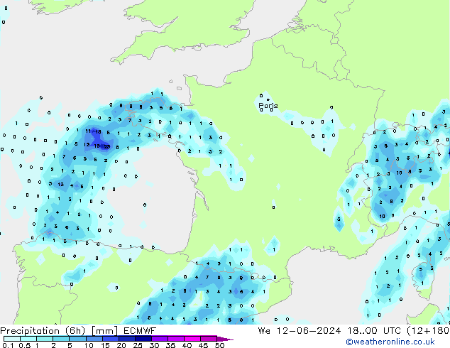 Z500/Rain (+SLP)/Z850 ECMWF mer 12.06.2024 00 UTC