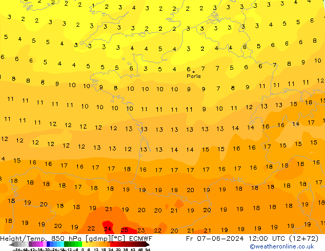 Z500/Rain (+SLP)/Z850 ECMWF Fr 07.06.2024 12 UTC