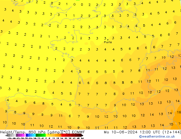 Z500/Rain (+SLP)/Z850 ECMWF pon. 10.06.2024 12 UTC