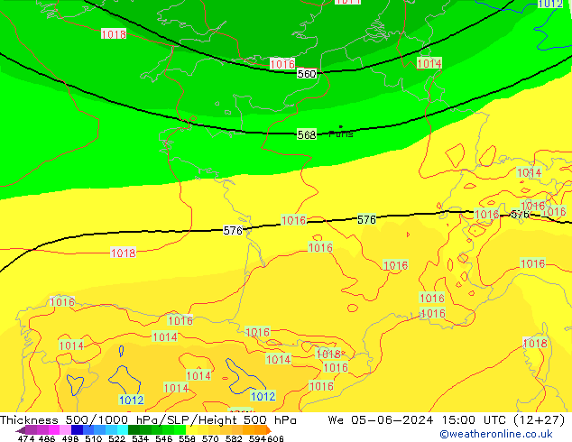 Thck 500-1000гПа ECMWF ср 05.06.2024 15 UTC