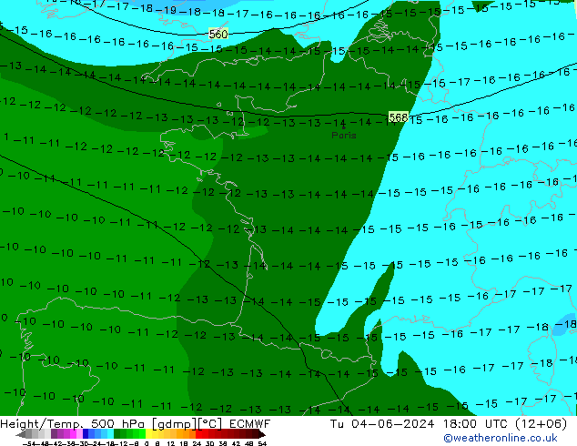 Z500/Rain (+SLP)/Z850 ECMWF Di 04.06.2024 18 UTC