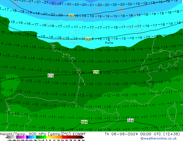 Z500/Rain (+SLP)/Z850 ECMWF Th 06.06.2024 00 UTC