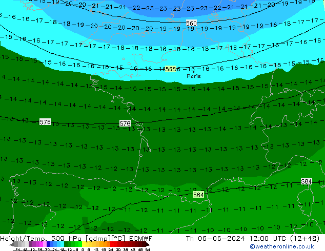 Z500/Rain (+SLP)/Z850 ECMWF Do 06.06.2024 12 UTC