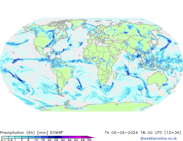 осадки (6h) ECMWF чт 06.06.2024 00 UTC