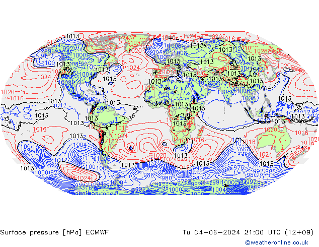 Bodendruck ECMWF Di 04.06.2024 21 UTC