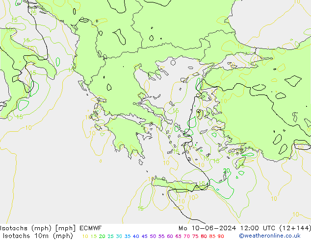 Isotachen (mph) ECMWF ma 10.06.2024 12 UTC