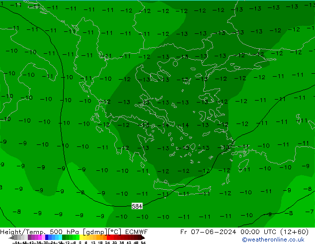 Z500/Rain (+SLP)/Z850 ECMWF пт 07.06.2024 00 UTC