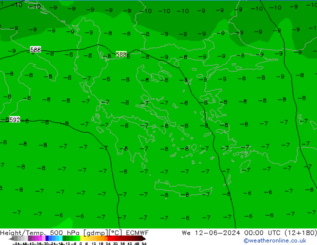 Yükseklik/Sıc. 500 hPa ECMWF Çar 12.06.2024 00 UTC