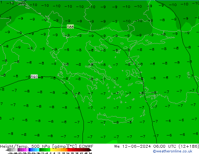 Z500/Rain (+SLP)/Z850 ECMWF Mi 12.06.2024 06 UTC