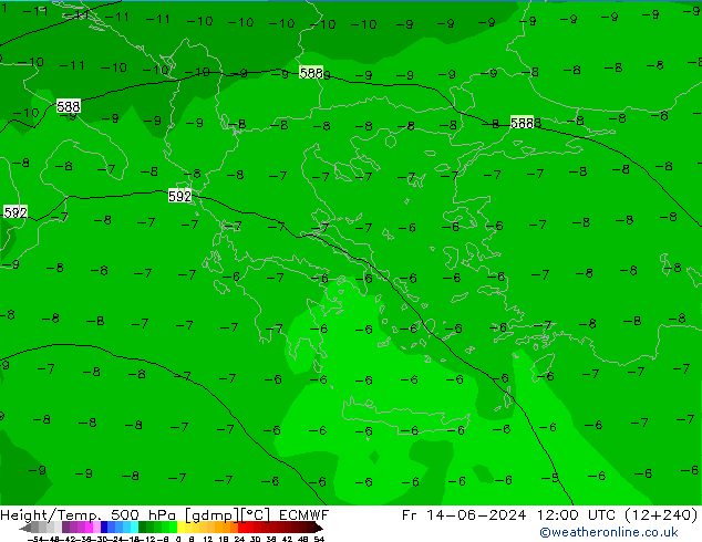 Height/Temp. 500 hPa ECMWF Fr 14.06.2024 12 UTC