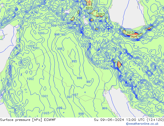 Surface pressure ECMWF Su 09.06.2024 12 UTC