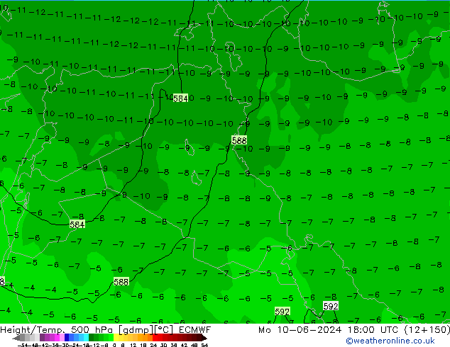 Z500/Rain (+SLP)/Z850 ECMWF Mo 10.06.2024 18 UTC