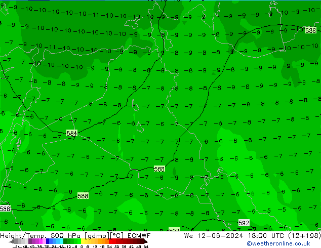 Z500/Rain (+SLP)/Z850 ECMWF Qua 12.06.2024 18 UTC