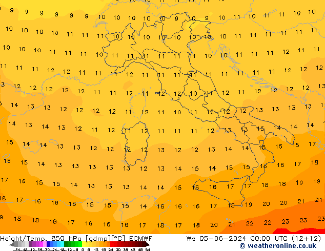 Z500/Rain (+SLP)/Z850 ECMWF Qua 05.06.2024 00 UTC