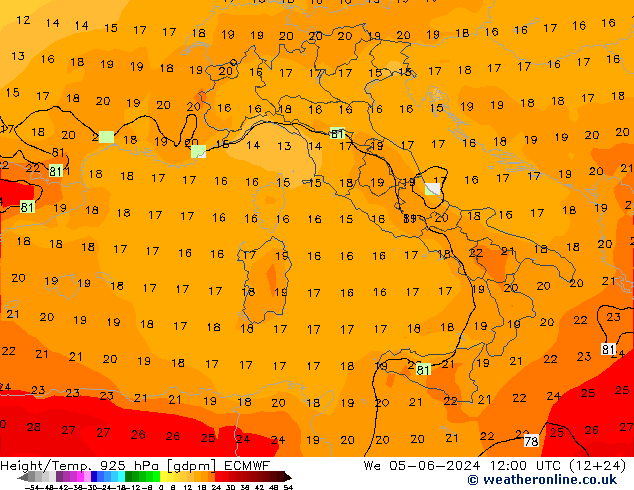 Height/Temp. 925 hPa ECMWF  05.06.2024 12 UTC