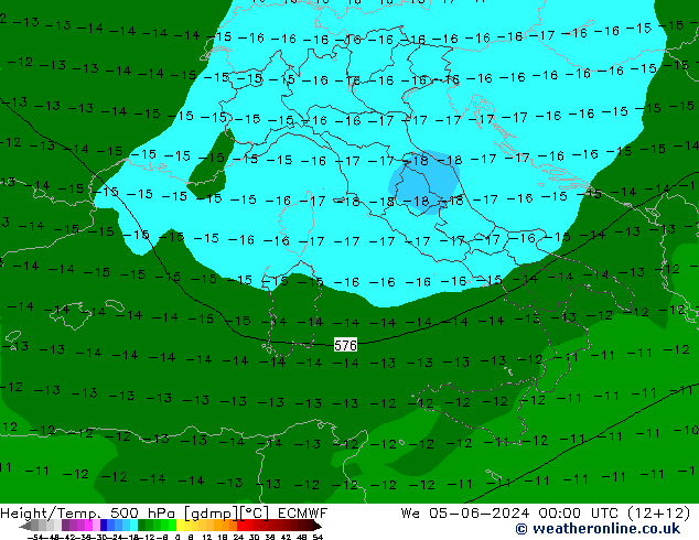 Z500/Rain (+SLP)/Z850 ECMWF Qua 05.06.2024 00 UTC