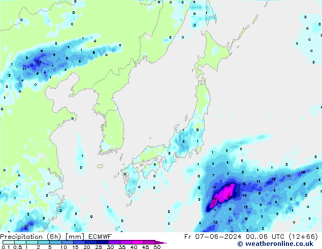 Yağış (6h) ECMWF Cu 07.06.2024 06 UTC