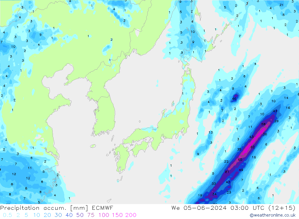 Precipitation accum. ECMWF  05.06.2024 03 UTC