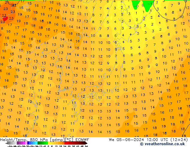 Z500/Rain (+SLP)/Z850 ECMWF We 05.06.2024 12 UTC