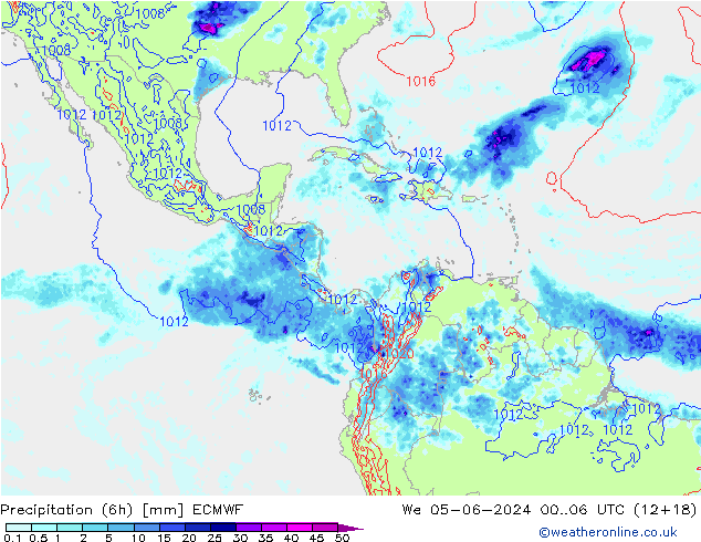 Z500/Rain (+SLP)/Z850 ECMWF Qua 05.06.2024 06 UTC