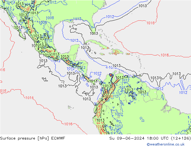 Surface pressure ECMWF Su 09.06.2024 18 UTC