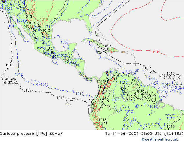 Surface pressure ECMWF Tu 11.06.2024 06 UTC