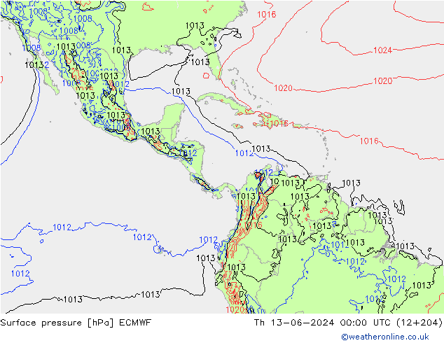 Yer basıncı ECMWF Per 13.06.2024 00 UTC