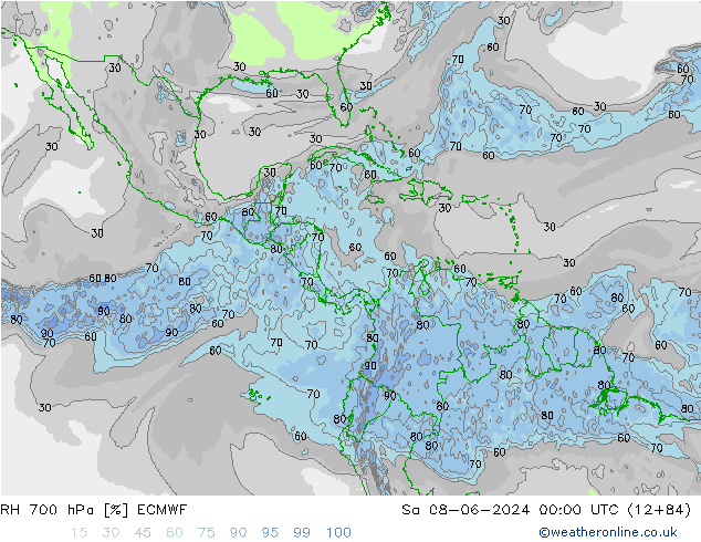 RH 700 hPa ECMWF  08.06.2024 00 UTC