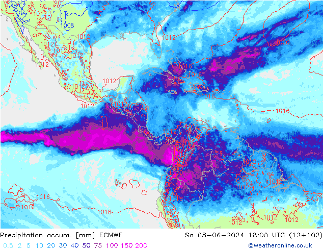 Totale neerslag ECMWF za 08.06.2024 18 UTC