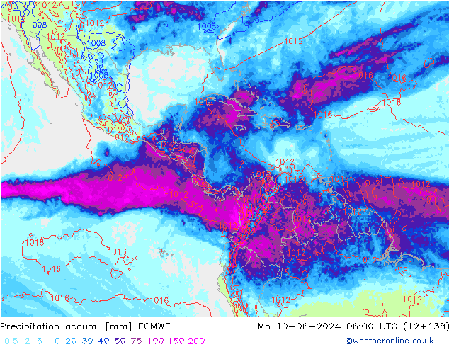 Toplam Yağış ECMWF Pzt 10.06.2024 06 UTC