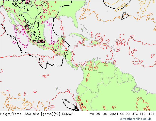 Z500/Rain (+SLP)/Z850 ECMWF mié 05.06.2024 00 UTC