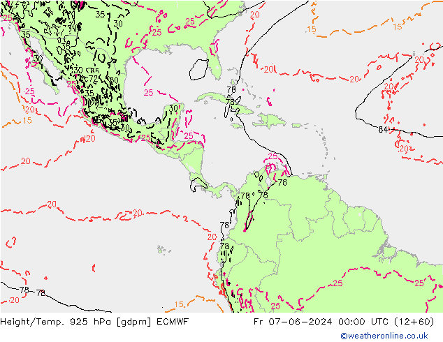 Height/Temp. 925 hPa ECMWF Fr 07.06.2024 00 UTC