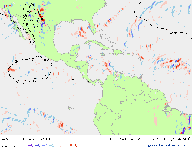 T-Adv. 850 hPa ECMWF Cu 14.06.2024 12 UTC