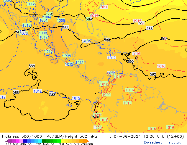 Thck 500-1000hPa ECMWF Tu 04.06.2024 12 UTC