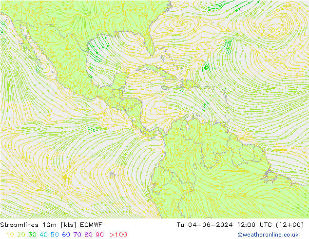 ветер 10m ECMWF вт 04.06.2024 12 UTC