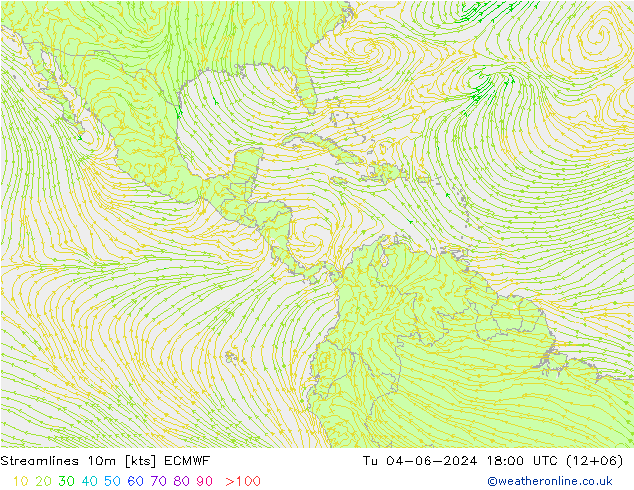 Linia prądu 10m ECMWF wto. 04.06.2024 18 UTC