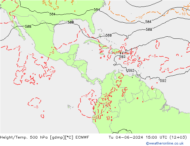 Hoogte/Temp. 500 hPa ECMWF di 04.06.2024 15 UTC