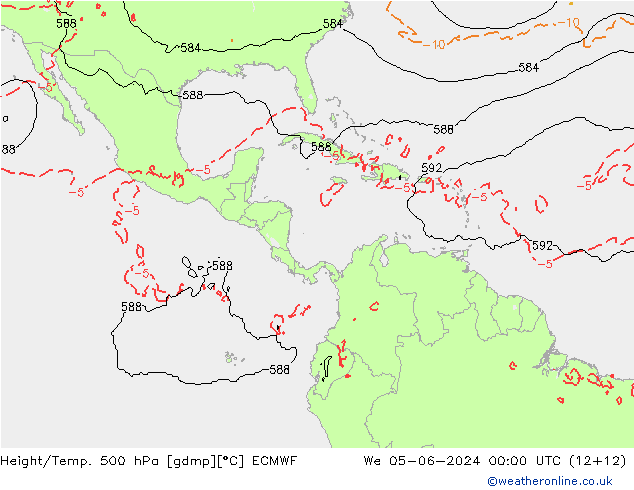 Z500/Yağmur (+YB)/Z850 ECMWF Çar 05.06.2024 00 UTC