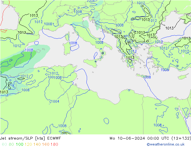 Jet stream/SLP ECMWF Mo 10.06.2024 00 UTC