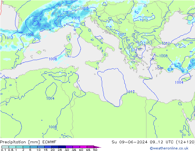 Neerslag ECMWF zo 09.06.2024 12 UTC