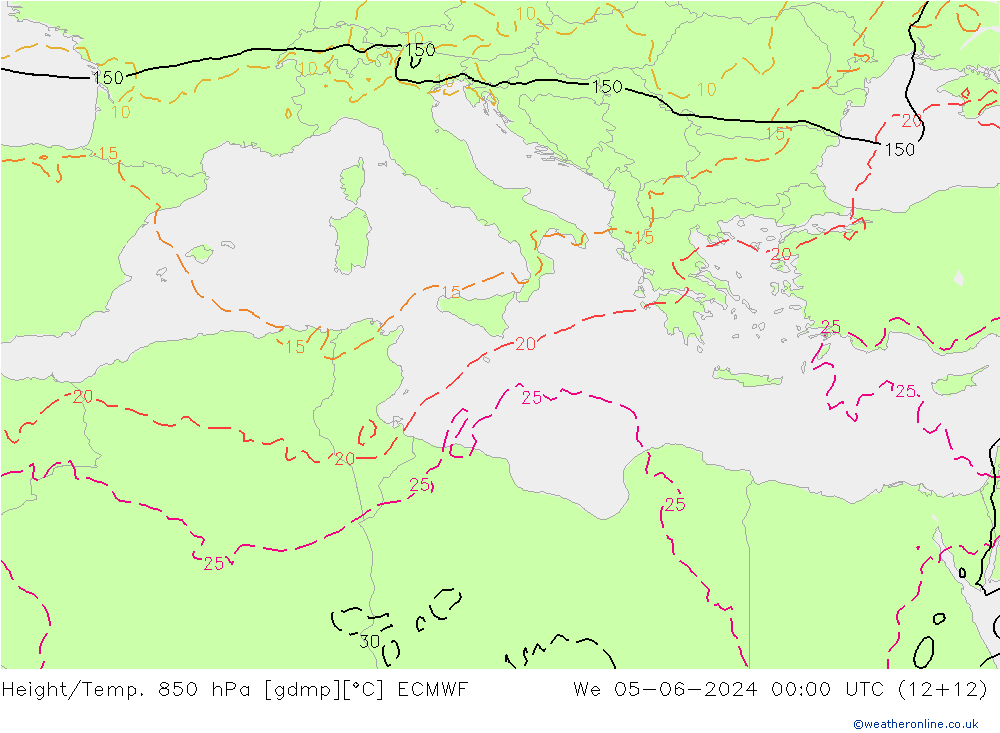 Z500/Rain (+SLP)/Z850 ECMWF Mi 05.06.2024 00 UTC