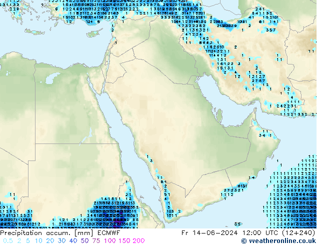 Precipitation accum. ECMWF pt. 14.06.2024 12 UTC