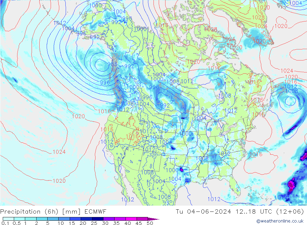 Z500/Rain (+SLP)/Z850 ECMWF вт 04.06.2024 18 UTC