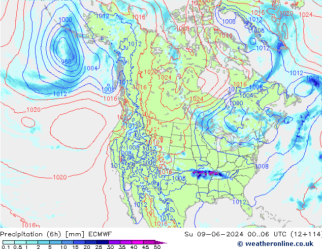 Z500/Yağmur (+YB)/Z850 ECMWF Paz 09.06.2024 06 UTC