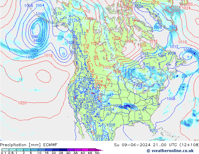 Precipitación ECMWF dom 09.06.2024 00 UTC